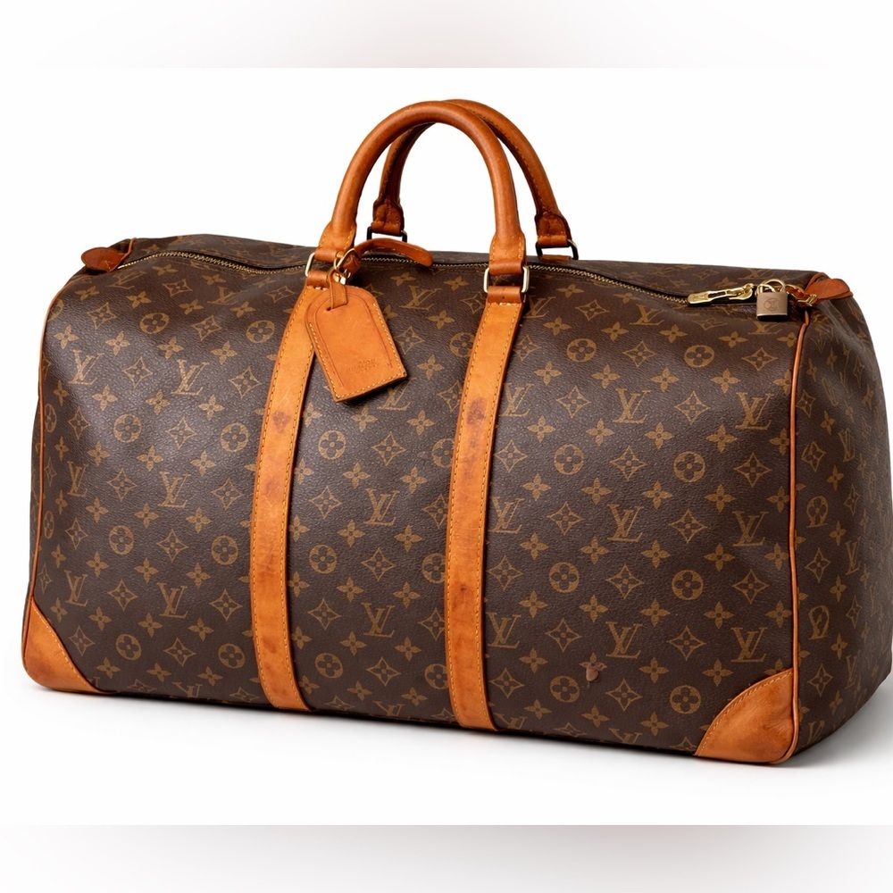 Louis Vuitton Keepall 55 Monogram Canvas Travel Bag Authentic Vintage LV